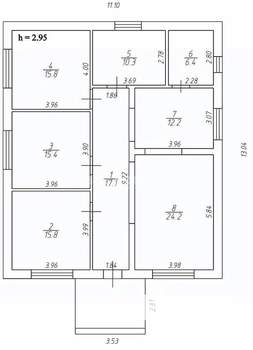 Дом 140м², 1-этажный, участок 6 сот.  