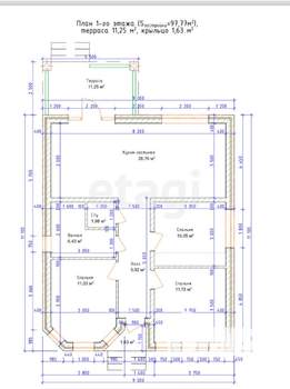 Дом 98м², 1-этажный, участок 3 сот.