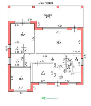 Дом 176м², 1-этажный, участок 6 сот.