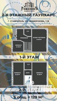 Таунхаус 129м², 2-этажный, участок 4 сот.  