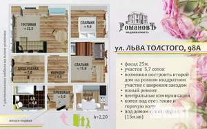 Дом 80м², 1-этажный, участок 6 сот.  