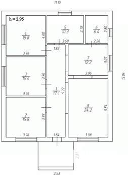 Дом 140м², 1-этажный, участок 6 сот.  