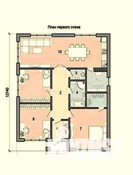 Дом 120м², 1-этажный, участок 6 сот.  