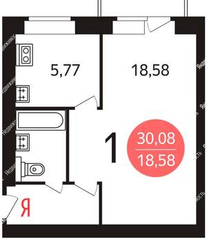 1-к квартира, на длительный срок, 30м2, 2/5 этаж