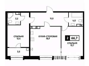 1-к квартира, вторичка, 67м2, 12/16 этаж