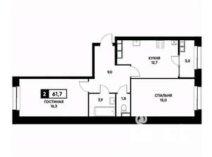 2-к квартира, вторичка, 62м2, 14/20 этаж