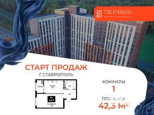 1-к квартира, вторичка, 42м2, 17/24 этаж