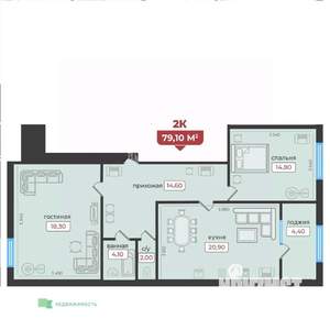 2-к квартира, вторичка, 79м2, 1/6 этаж