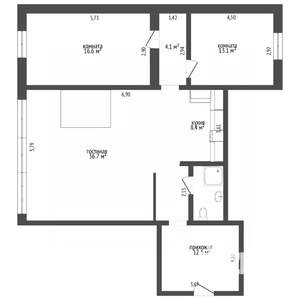 3-к квартира, вторичка, 70м2, 2/10 этаж