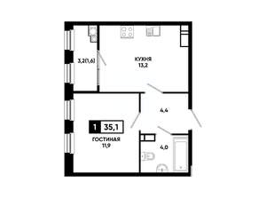 1-к квартира, вторичка, 35м2, 12/14 этаж