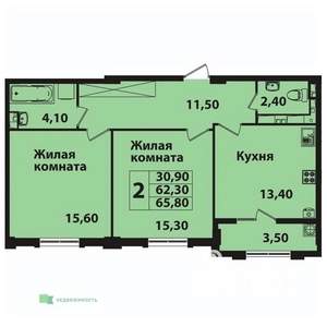 2-к квартира, вторичка, 66м2, 6/8 этаж