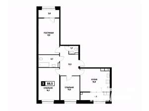 3-к квартира, вторичка, 89м2, 13/20 этаж