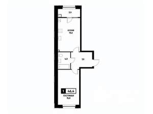 1-к квартира, вторичка, 46м2, 2/16 этаж