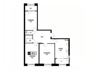 3-к квартира, вторичка, 88м2, 11/22 этаж