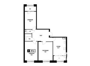 3-к квартира, вторичка, 88м2, 6/22 этаж