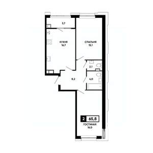 2-к квартира, вторичка, 66м2, 11/20 этаж