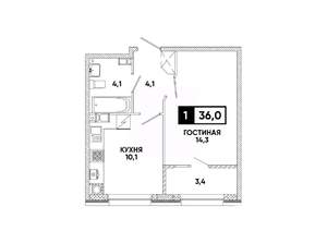 1-к квартира, вторичка, 36м2, 4/16 этаж