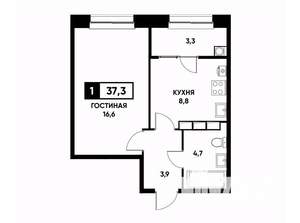 1-к квартира, вторичка, 37м2, 18/20 этаж