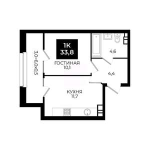 1-к квартира, вторичка, 34м2, 4/24 этаж