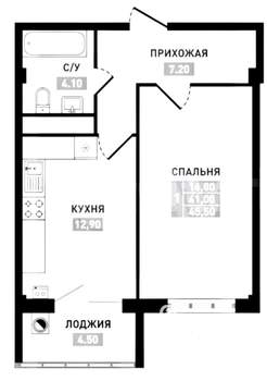 1-к квартира, вторичка, 45м2, 4/17 этаж
