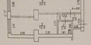 2-к квартира, вторичка, 45м2, 1/4 этаж