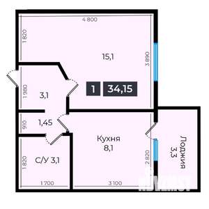 1-к квартира, вторичка, 35м2, 13/16 этаж