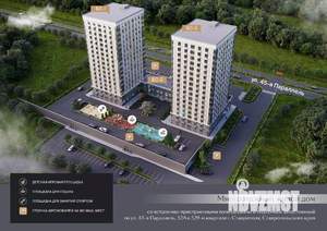 1-к квартира, строящийся дом, 40м2, 17/18 этаж