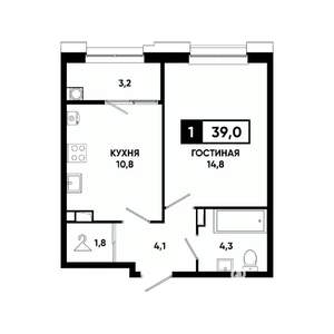 1-к квартира, вторичка, 39м2, 7/20 этаж