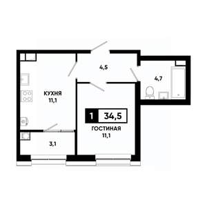1-к квартира, вторичка, 35м2, 6/20 этаж