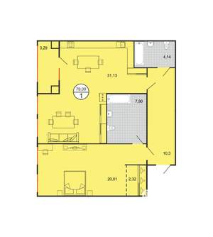 1-к квартира, строящийся дом, 79м2, 1/6 этаж