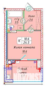 Студия квартира, вторичка, 25м2, 22/22 этаж