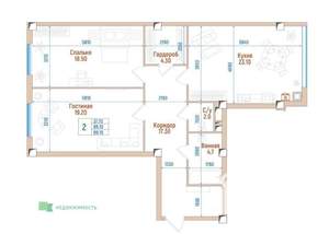 2-к квартира, вторичка, 89м2, 7/8 этаж
