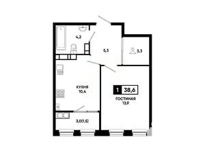 1-к квартира, вторичка, 39м2, 16/24 этаж