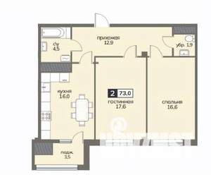 2-к квартира, вторичка, 73м2, 11/12 этаж