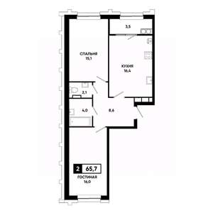 2-к квартира, вторичка, 66м2, 19/21 этаж