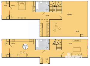 2-к квартира, строящийся дом, 124м2, 5/6 этаж