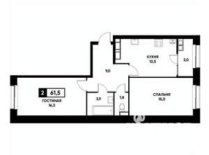 2-к квартира, вторичка, 62м2, 20/20 этаж