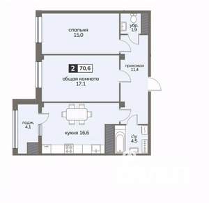 2-к квартира, строящийся дом, 71м2, 11/12 этаж