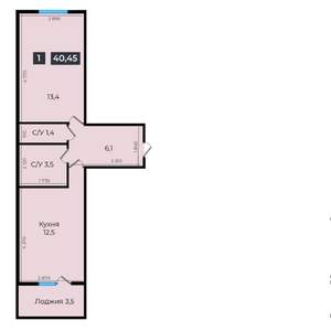 1-к квартира, строящийся дом, 40м2, 4/16 этаж
