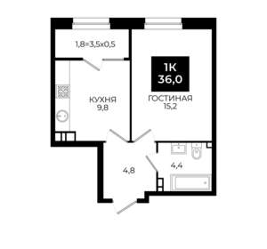 1-к квартира, вторичка, 36м2, 10/24 этаж