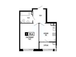 1-к квартира, вторичка, 36м2, 11/24 этаж