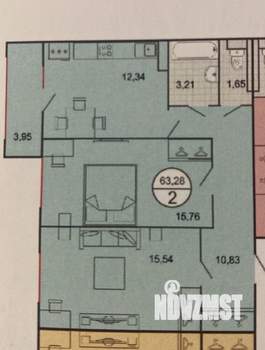 2-к квартира, вторичка, 62м2, 7/9 этаж