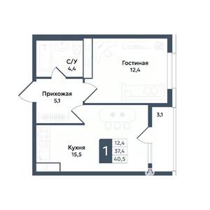 1-к квартира, вторичка, 41м2, 3/20 этаж