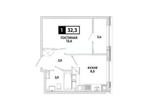 1-к квартира, вторичка, 32м2, 12/12 этаж