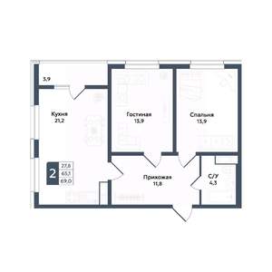 2-к квартира, вторичка, 69м2, 8/20 этаж