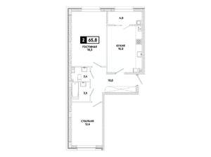 2-к квартира, вторичка, 66м2, 11/12 этаж