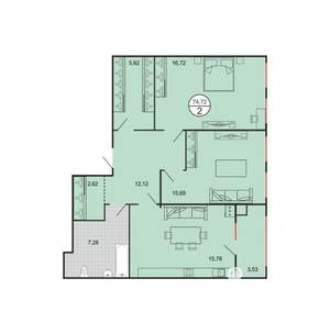 2-к квартира, строящийся дом, 75м2, 1/6 этаж