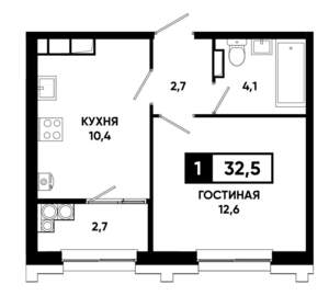 1-к квартира, вторичка, 33м2, 17/21 этаж