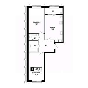 2-к квартира, вторичка, 66м2, 11/21 этаж