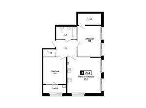 1-к квартира, вторичка, 75м2, 2/14 этаж